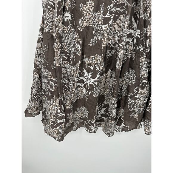 Charter Club Skirt Women 4 Brown White Floral Print Elastic Waist 100% Silk Maxi - Picture 3 of 7
